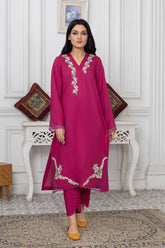 2-Pc Long Embriodered Aline Shirt With Cotton Straight Trouser CNP22-84